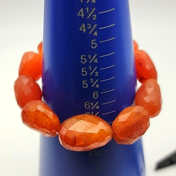 Orange Carnelian Amazing Cut 335.00 Cts Chunky Beaded Natural Gemstone Bracelet - Picture 9 of 10